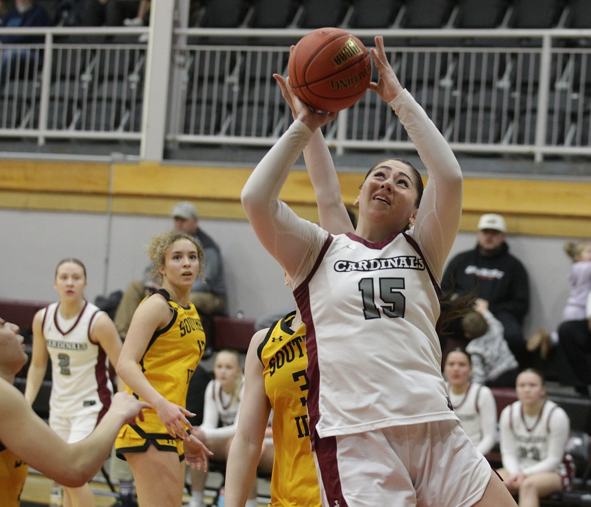 JASON ELLIOTT/Press North Idaho College sophomore forward Summer Faleafa attempts a jumper during the third quarter of Saturday's Scenic West Athletic Conference game against College of Southern Idaho at Rolly Williams Court.